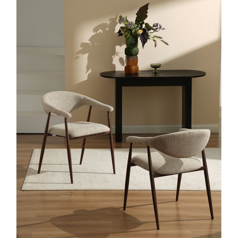 Scaun dining Hanko, metal, poliester, taupe/nuc, H.78 cm, MIFU000296-SD