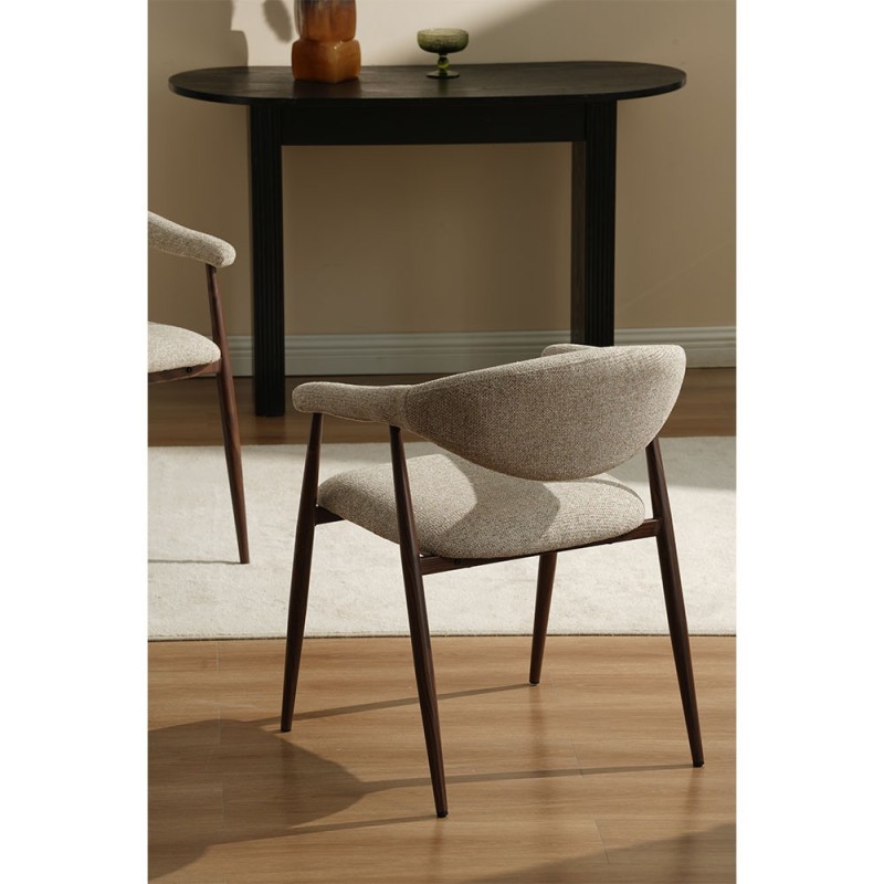 Scaun dining Hanko, metal, poliester, taupe/nuc, H.78 cm, MIFU000296-SD