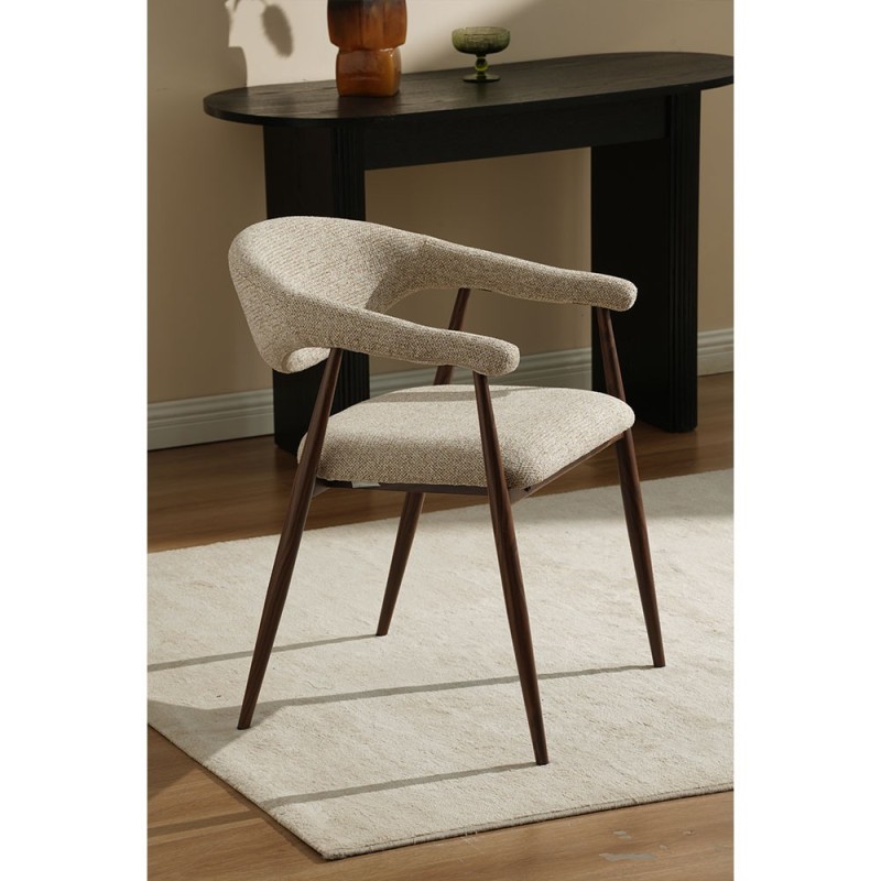 Scaun dining Hanko, metal, poliester, taupe/nuc, H.78 cm, MIFU000296-SD