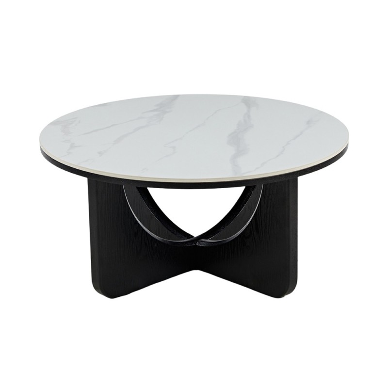 Masuta de cafea Berane, MDF, ceramica, alb/negru, D.80 cm, MIFU000317-BKWH