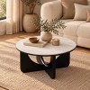 Masuta de cafea Berane, MDF, ceramica, alb/negru, D.80 cm, MIFU000317-BKWH
