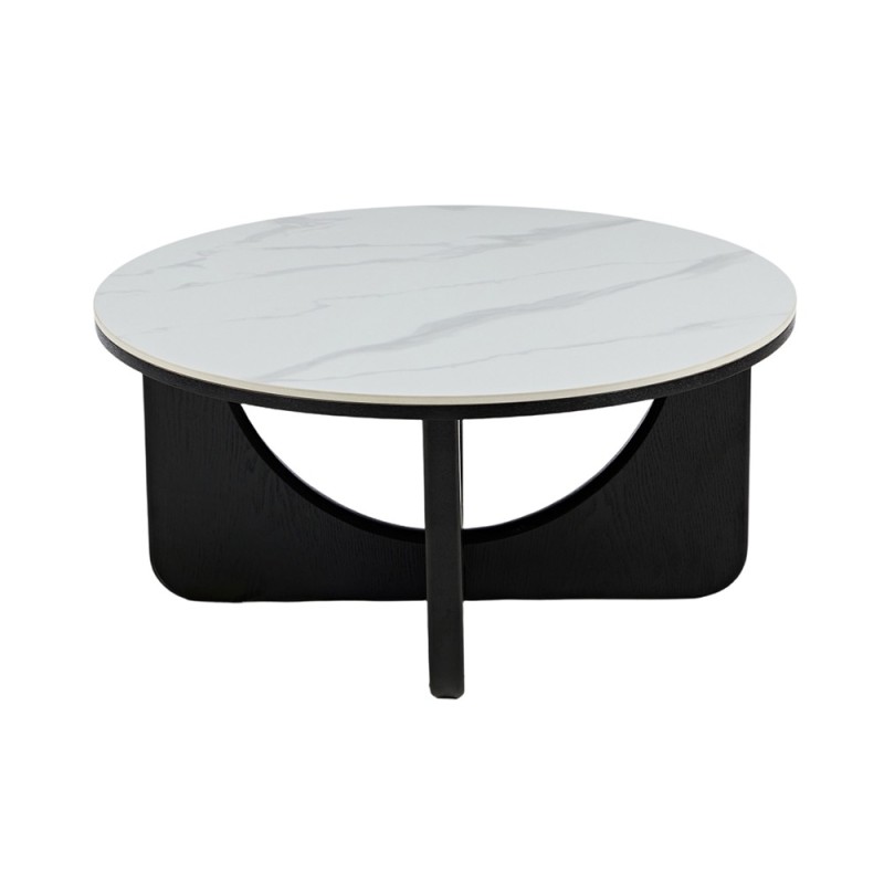 Masuta de cafea Berane, MDF, ceramica, alb/negru, D.80 cm, MIFU000317-BKWH