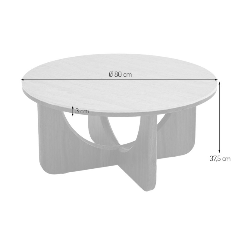 Masuta de cafea Berane, MDF, ceramica, alb/negru, D.80 cm, MIFU000317-BKWH
