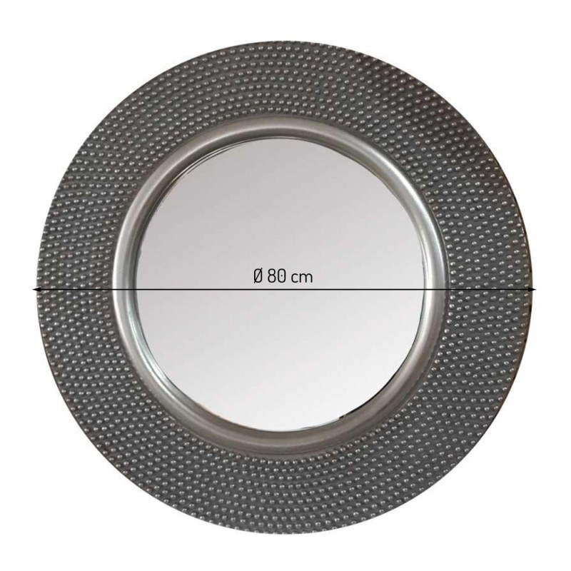 Oglinda Zurich, poliuretan, sticla, gri, D.80 cm, MILD000016-GL