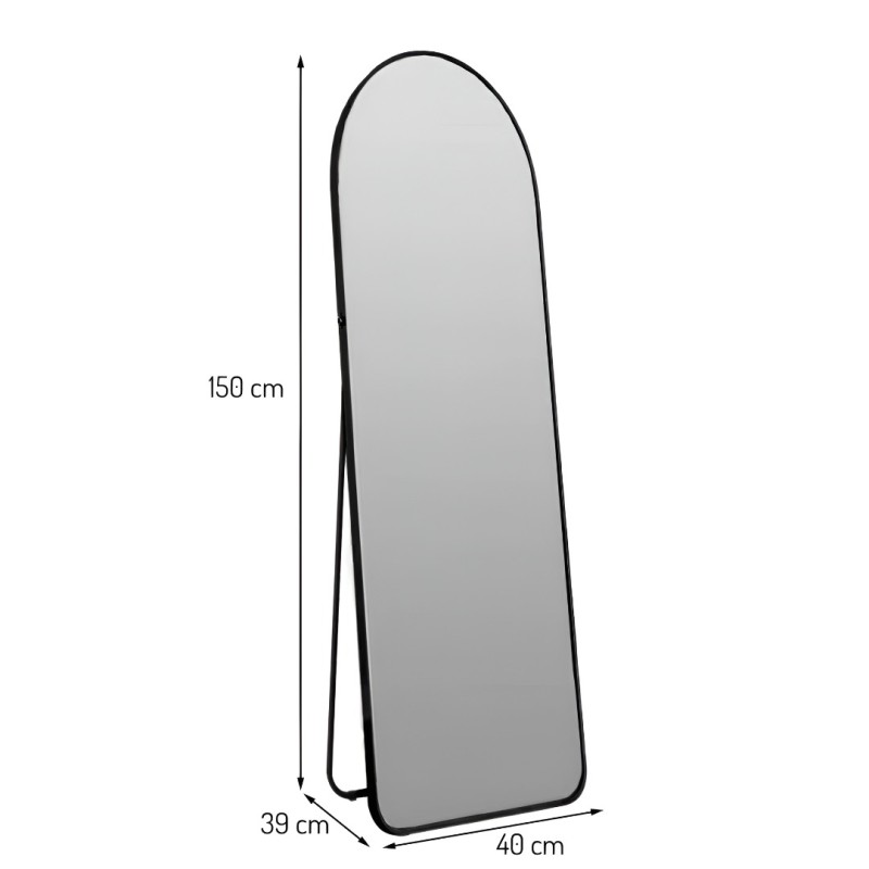 Oglinda de podea Palermo, metal, sticla, neagra, H.150 cm, MILD000019-BK