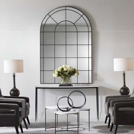 Oglinda Malmo, metal, sticla, negru, H.120 cm, MILD000021-BK