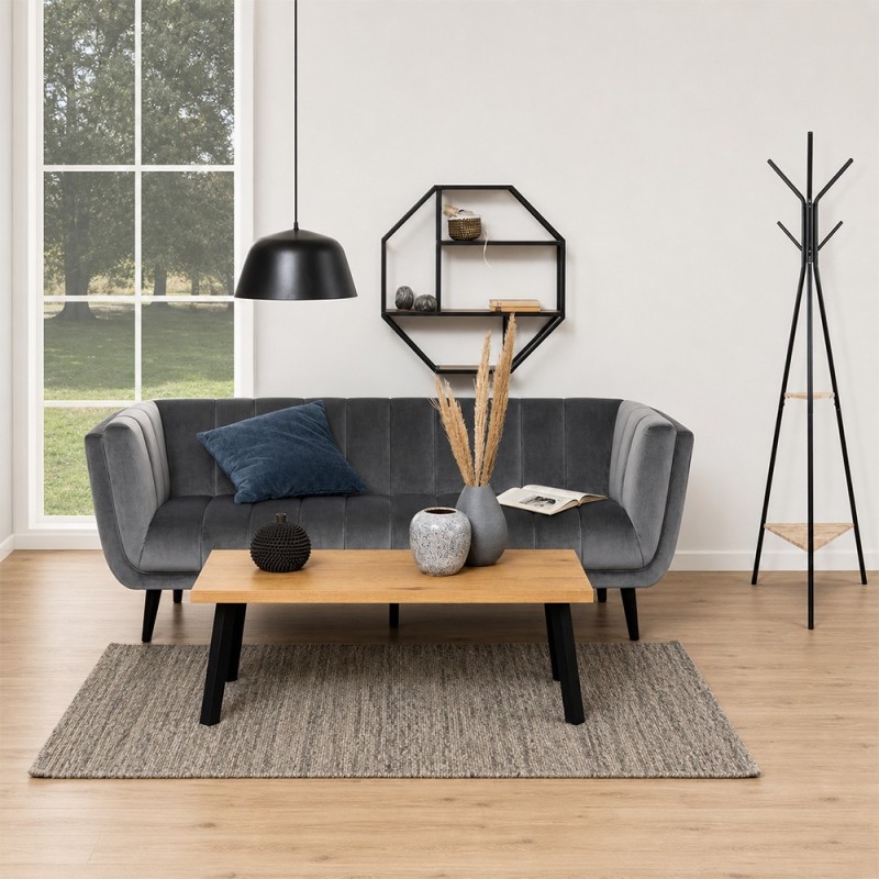 Cuier Manchester, metal, MDF, negru, H.180 cm, MILD000022-BK