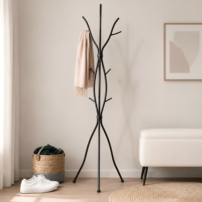 Cuier Ostend, metal, negru, H.180 cm, MILD000024-BK