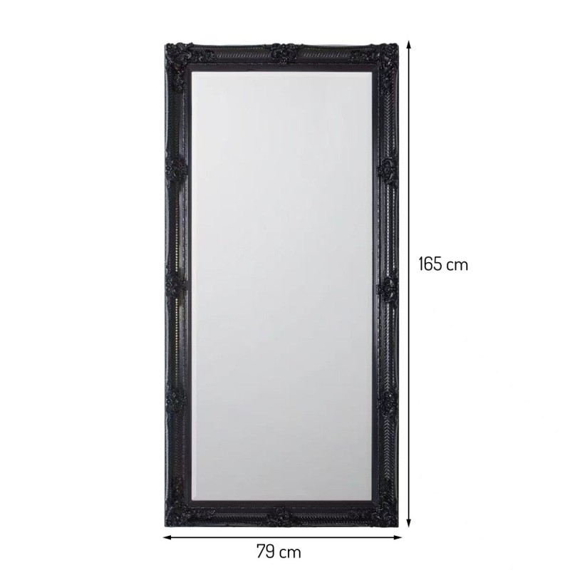 Oglinda Belgrade, lemn, sticla, neagra, H.165 cm, MILD000030-BK