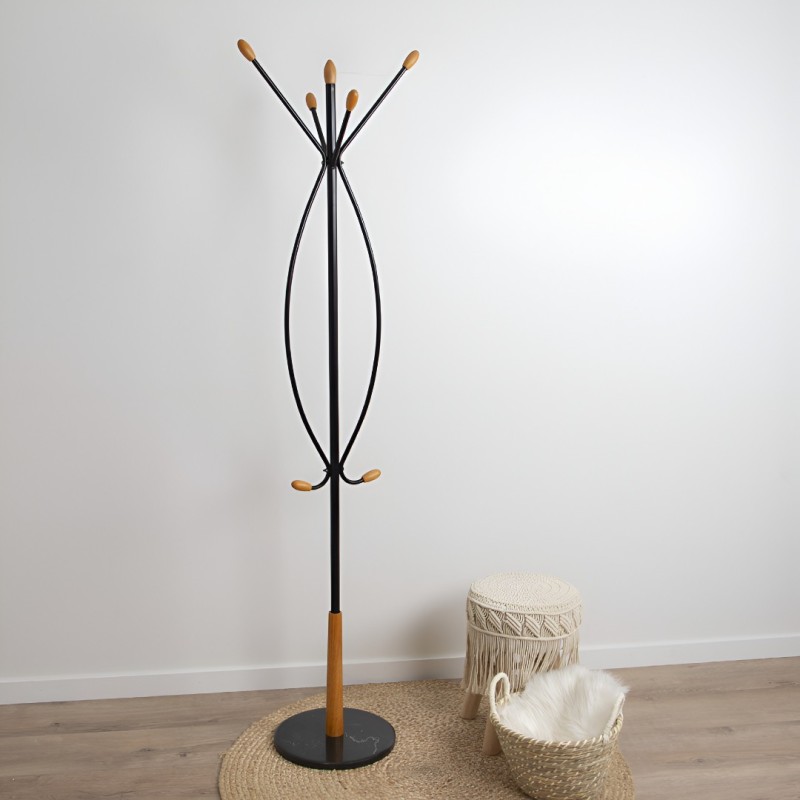 Cuier Lille, metal, marmura, negru, H.185 cm, MILD000035-UN