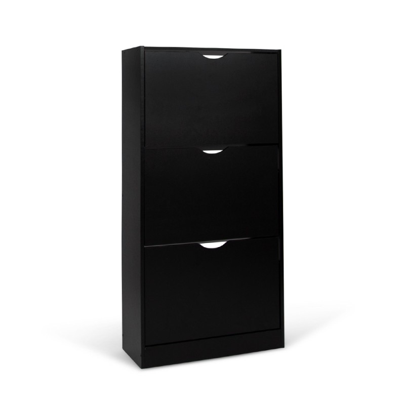 Dulap pentru pantofi Prato, MDF, negru, H.119 cm, MILD000037-BK