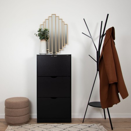 Dulap pentru pantofi Prato, MDF, negru, H.119 cm, MILD000037-BK