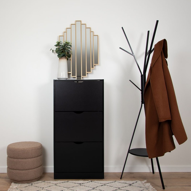 Dulap pentru pantofi Prato, MDF, negru, H.119 cm, MILD000037-BK