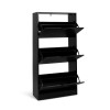 Dulap pentru pantofi Prato, MDF, negru, H.119 cm, MILD000037-BK
