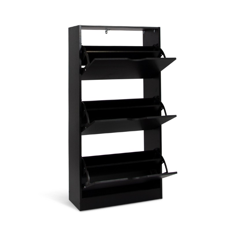 Dulap pentru pantofi Prato, MDF, negru, H.119 cm, MILD000037-BK