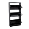 Dulap pentru pantofi Prato, MDF, efect marmura neagra, H.119 cm, MILD000037-BKGY