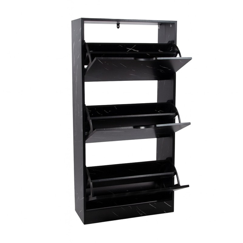 Dulap pentru pantofi Prato, MDF, efect marmura neagra, H.119 cm, MILD000037-BKGY