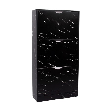 Dulap pentru pantofi Prato, MDF, efect marmura neagra, H.119 cm, MILD000037-BKGY