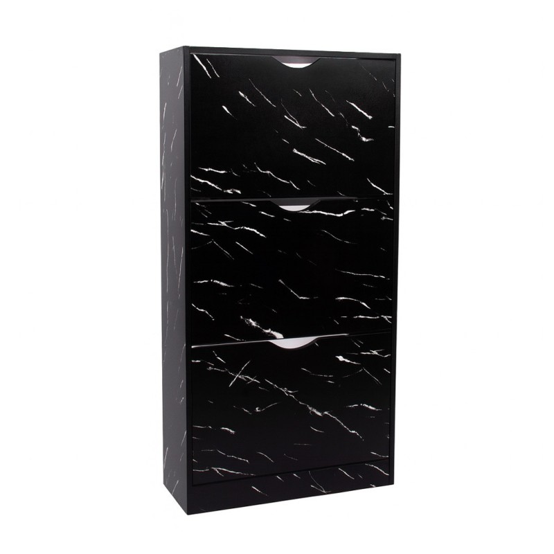 Dulap pentru pantofi Prato, MDF, efect marmura neagra, H.119 cm, MILD000037-BKGY