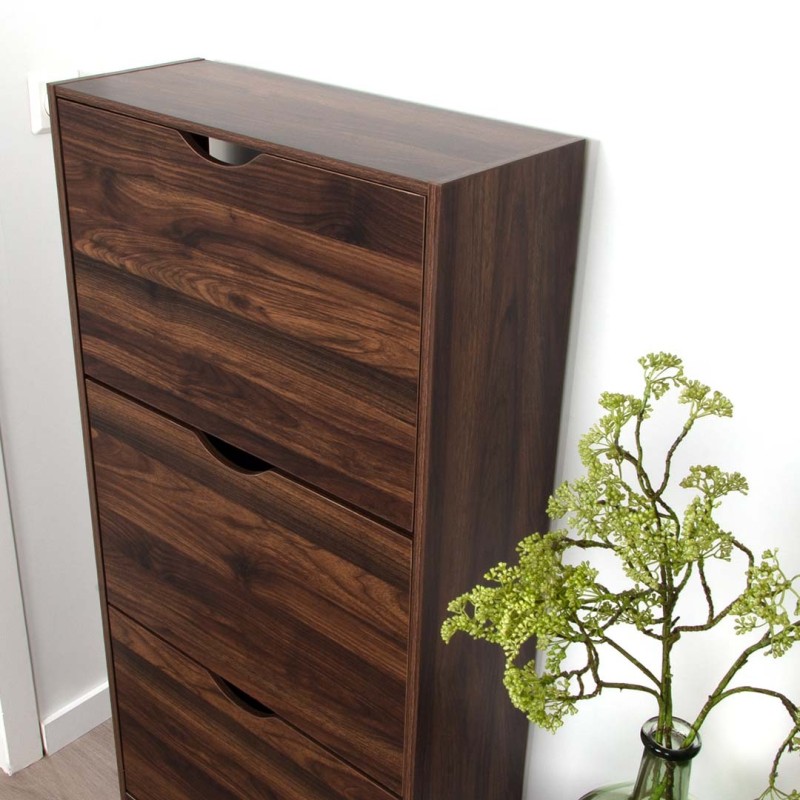 Dulap pentru pantofi Prato, MDF, maro inchis, H.119 cm, MILD000037-DBR