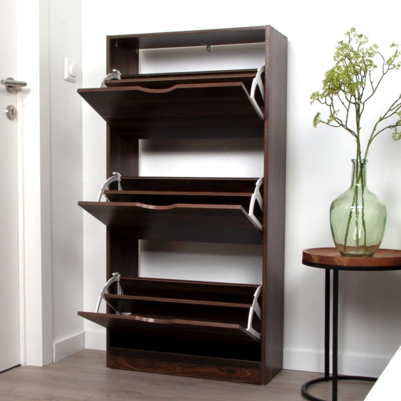 Dulap pentru pantofi Prato, MDF, maro inchis, H.119 cm, MILD000037-DBR