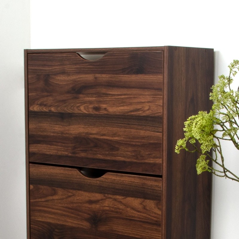 Dulap pentru pantofi Prato, MDF, maro inchis, H.119 cm, MILD000037-DBR