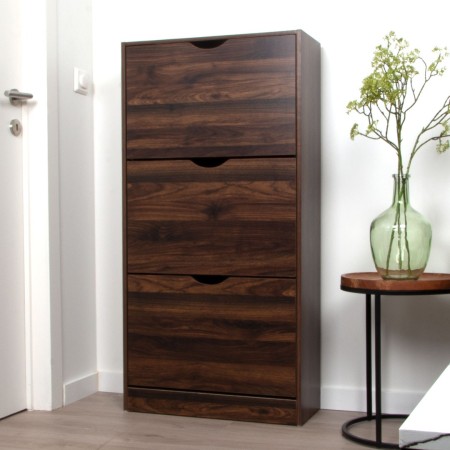 Dulap pentru pantofi Prato, MDF, maro inchis, H.119 cm, MILD000037-DBR