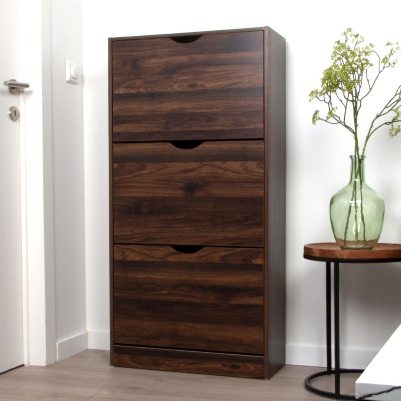 Dulap pentru pantofi Prato, MDF, maro inchis, H.119 cm, MILD000037-DBR