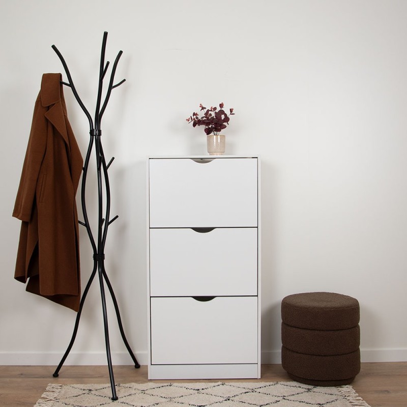 Dulap pentru pantofi Prato, MDF, alb, H.119 cm, MILD000037-WH