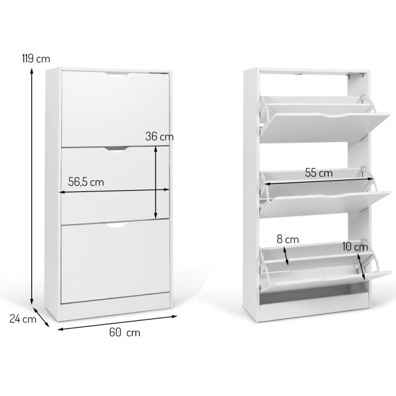 Dulap pentru pantofi Prato, MDF, alb, H.119 cm, MILD000037-WH