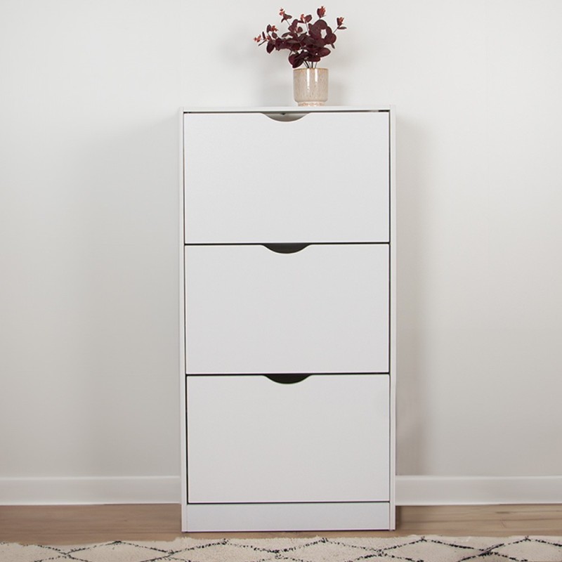 Dulap pentru pantofi Prato, MDF, alb, H.119 cm, MILD000037-WH