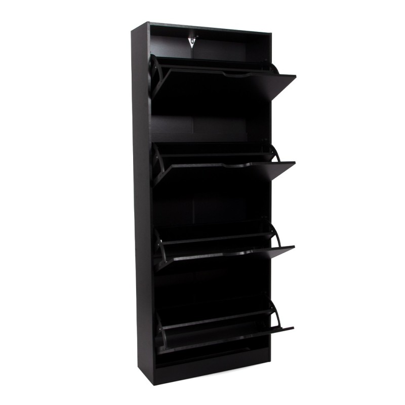 Dulap pentru pantofi Noto, MDF, negru, H.155 cm, MILD000038-BK