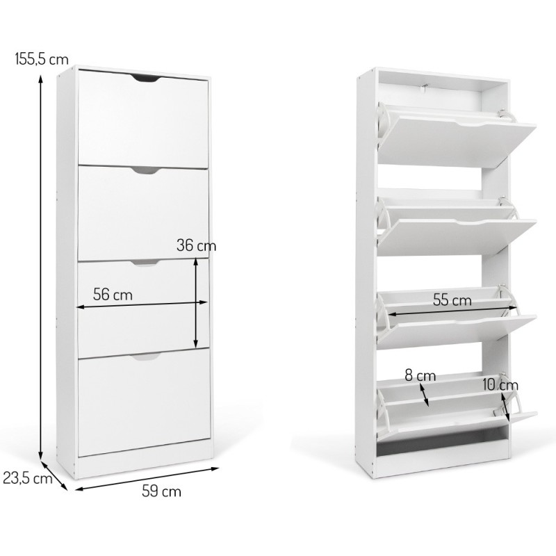 Dulap pentru pantofi Noto, MDF, negru, H.155 cm, MILD000038-BK