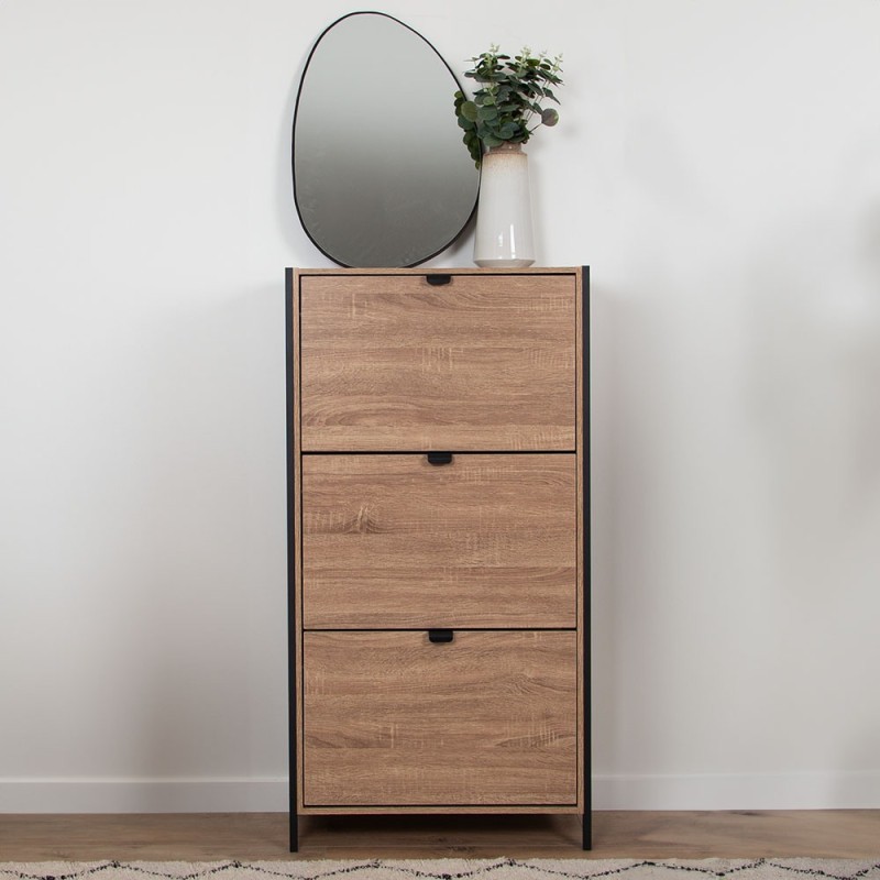 Dulap pentru pantofi Capri, metal, MDF, natural, H.122 cm, MILD000039-WOOD