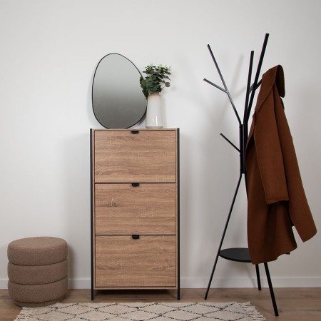 Dulap pentru pantofi Capri, metal, MDF, natural, H.122 cm, MILD000039-WOOD