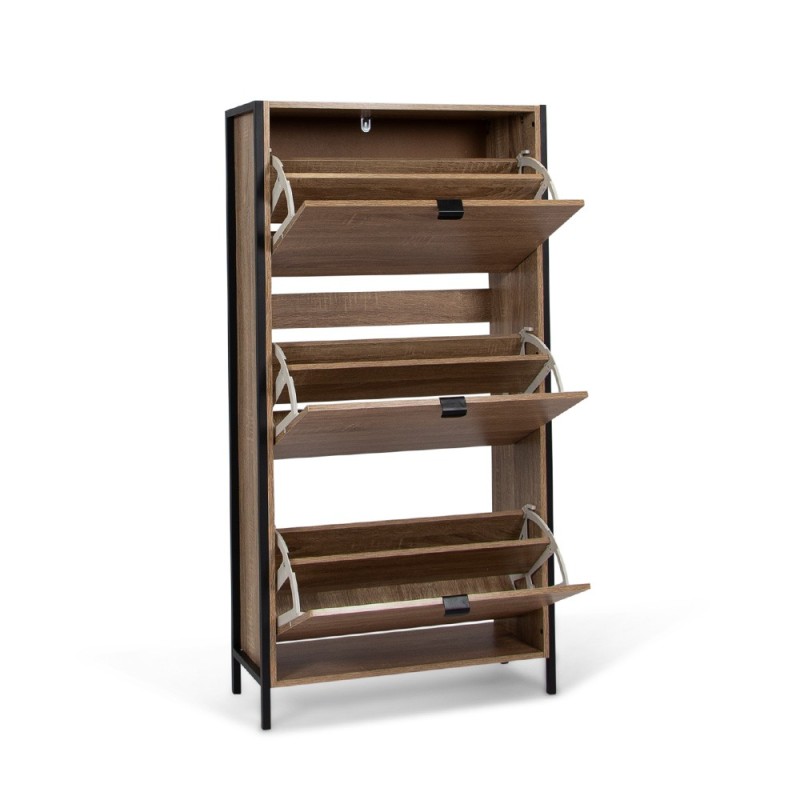 Dulap pentru pantofi Capri, metal, MDF, natural, H.122 cm, MILD000039-WOOD