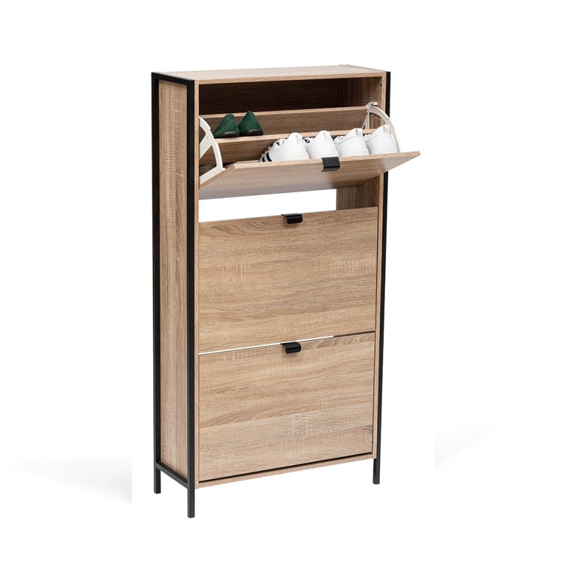 Dulap pentru pantofi Capri, metal, MDF, natural, H.122 cm, MILD000039-WOOD