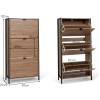 Dulap pentru pantofi Capri, metal, MDF, natural, H.122 cm, MILD000039-WOOD