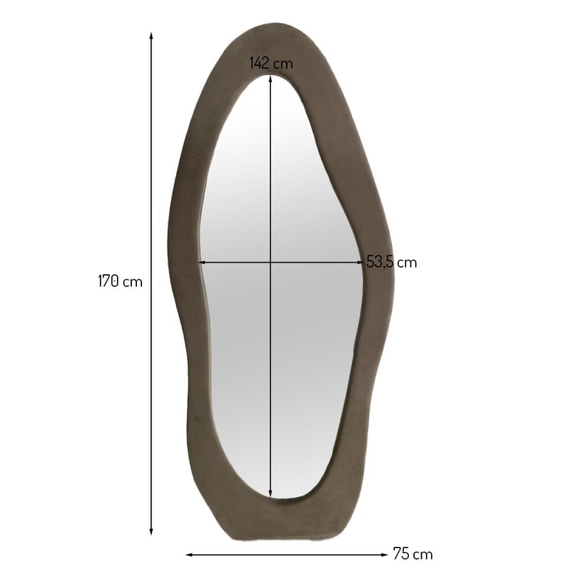 Oglinda verticala Poltava, catifea, sticla, taupe, H.170 cm, MILD000049-TP