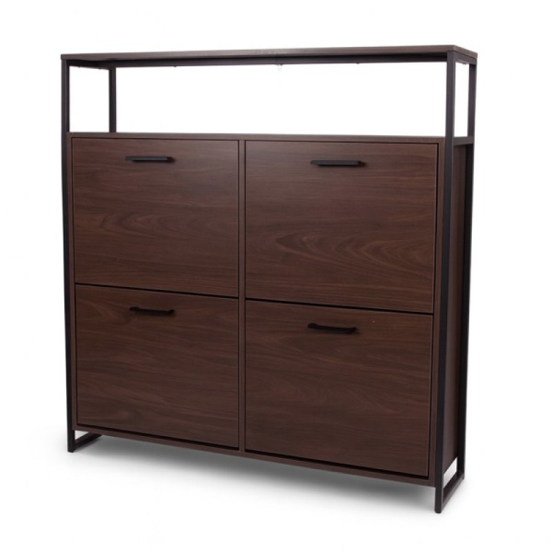 Dulap pentru pantofi Foggia, metal, MDF, maro, H.105 cm, MILD000060-WALN