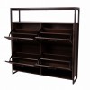 Dulap pentru pantofi Foggia, metal, MDF, maro, H.105 cm, MILD000060-WALN