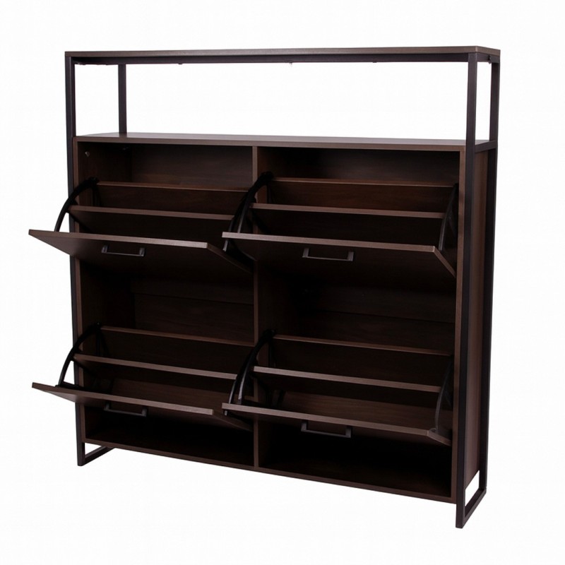 Dulap pentru pantofi Foggia, metal, MDF, maro, H.105 cm, MILD000060-WALN