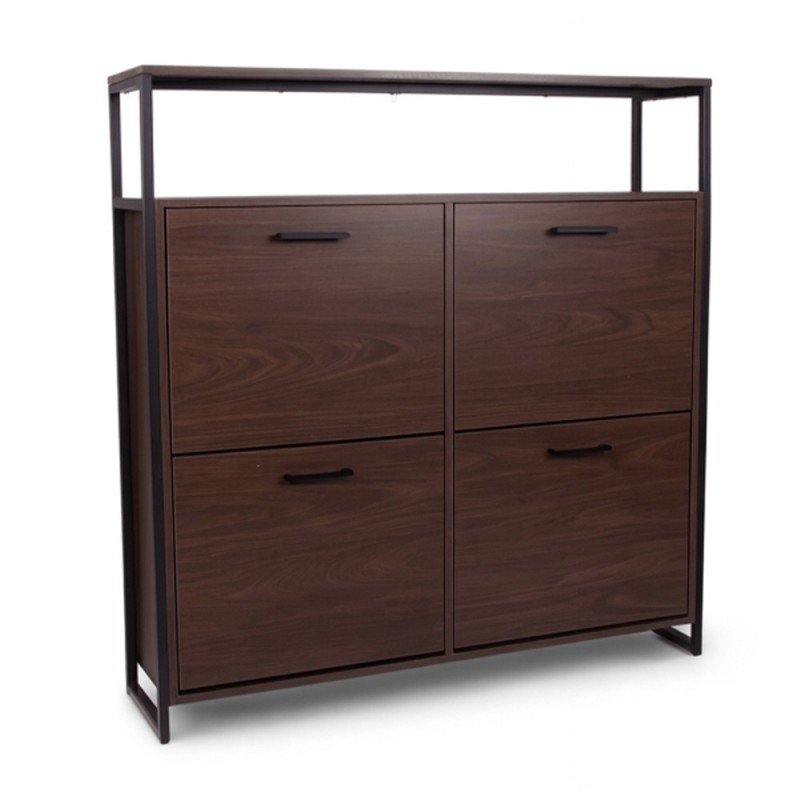 Dulap pentru pantofi Foggia, metal, MDF, maro, H.105 cm, MILD000060-WALN