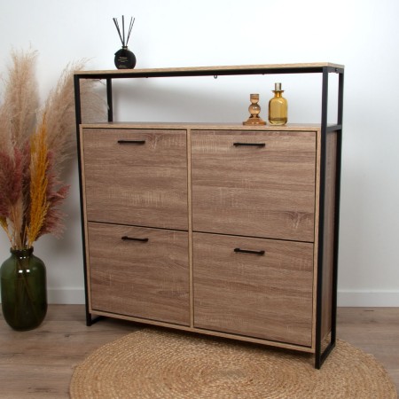 Dulap pentru panofi Foggia, metal, MDF, natural, H.105 cm, MILD000060-WOOD