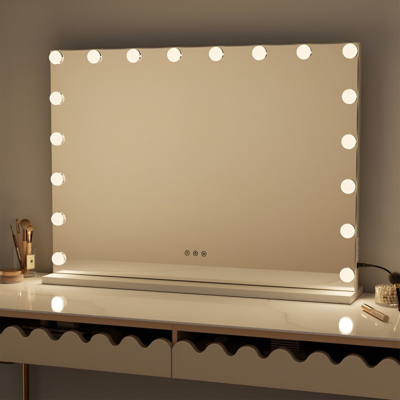Oglinda Amora, metal, MDF, sticla, alba, L.80 cm, MILD000064-WH