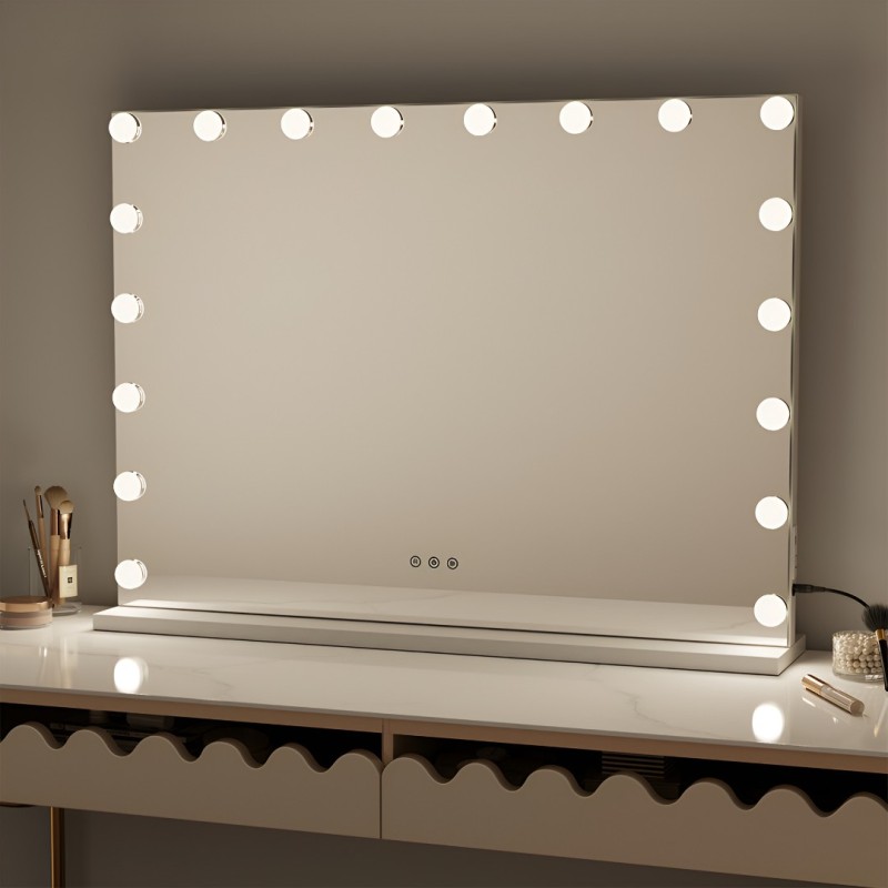 Oglinda Amora, metal, MDF, sticla, alba, L.80 cm, MILD000064-WH