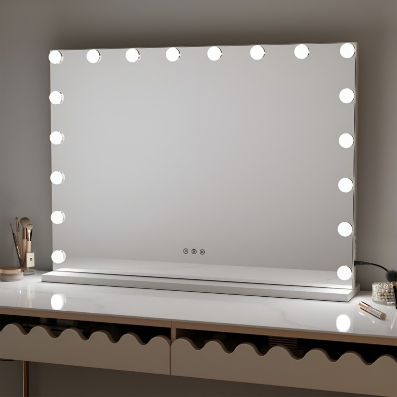 Oglinda Amora, metal, MDF, sticla, alba, L.80 cm, MILD000064-WH