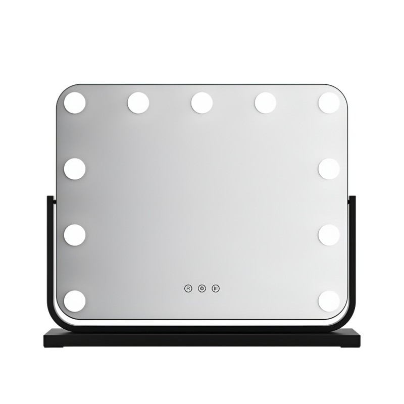 Oglinda Trofa, metal, MDF, sticla, neagra, L.50 cm, MILD000067-BK