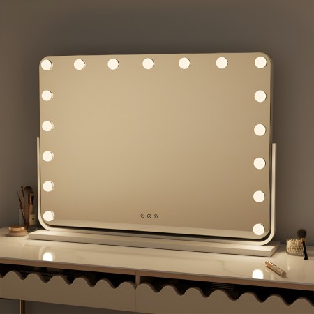 Oglinda Trofa, metal, MDF, sticla, alba, L.80 cm, MILD000068-WH
