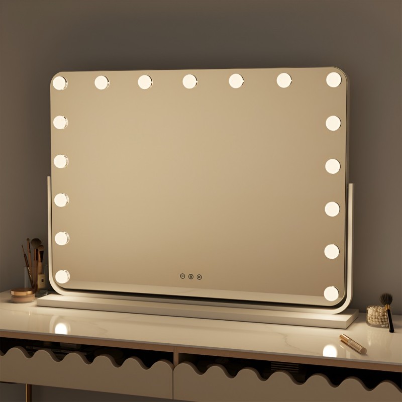 Oglinda Trofa, metal, MDF, sticla, alba, L.80 cm, MILD000068-WH